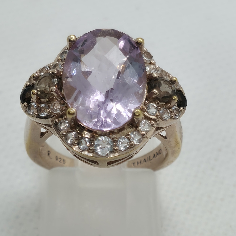NWOT Rare Designer Signed Estate Gorgeous Rose De France Amethyst Ring